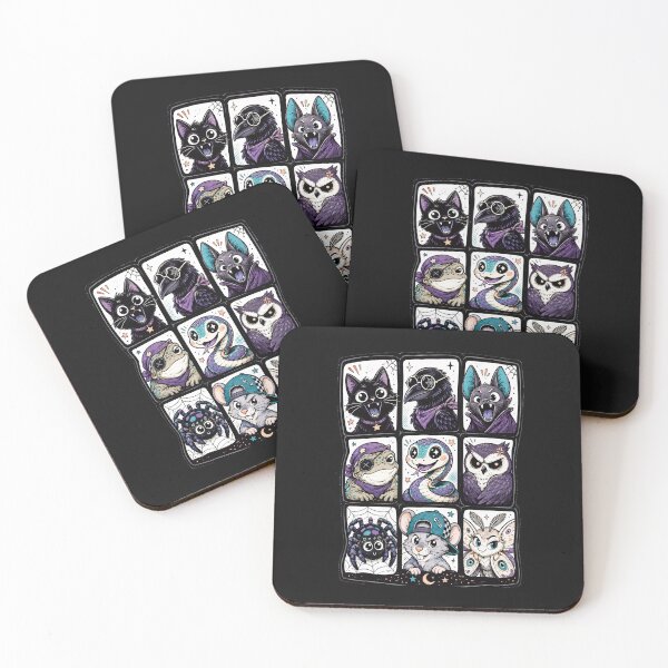 Item preview, Cute Halloween Witch Familiar Animals Comic Portrait Collection designed and sold by JerdbordinShop.