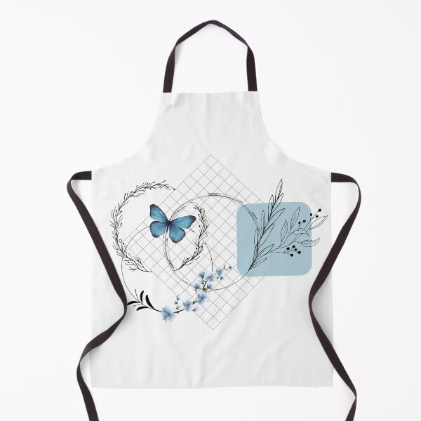 Item preview, Minimalist Blue Butterfly with Botanical Line Art & Grid designed and sold by Verantia.