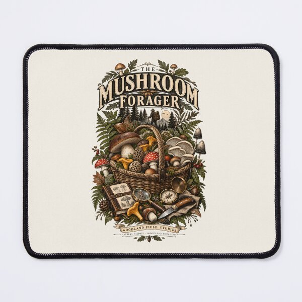 Item preview, Vintage Mushroom Forager – Woodland Fungi & Naturalist Illustration designed and sold by AmiGraph.