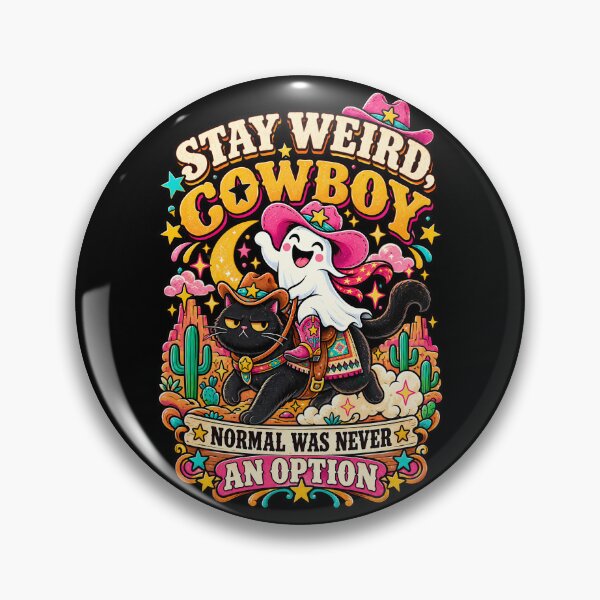 Item preview, Stay Weird Cowboy – Funny Ghost Cat Retro Western designed and sold by Kawaii-n-Spice.