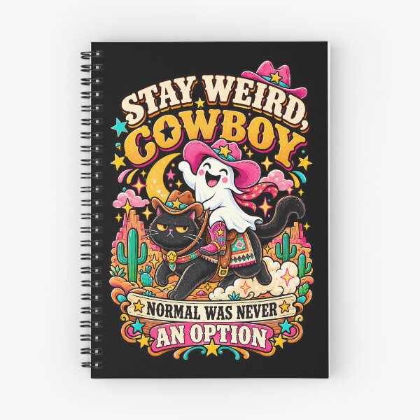 Item preview, Stay Weird Cowboy – Funny Ghost Cat Retro Western designed and sold by Kawaii-n-Spice.