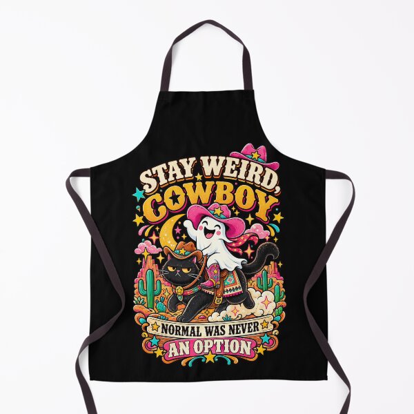 Item preview, Stay Weird Cowboy – Funny Ghost Cat Retro Western designed and sold by Kawaii-n-Spice.