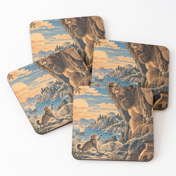 Item preview, Poseidon’s Wrath – The Odyssey Greek Mythology Cat Japanese Woodblock Art designed and sold by NoodlesTheCat.