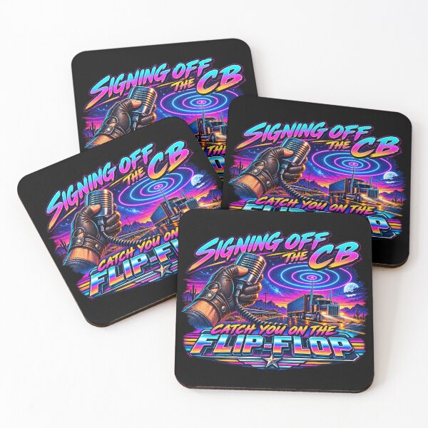 Item preview, Signing Off The CB - Catch You On The Flip-Flop - Synthwave Trucker Art designed and sold by NomadForge.