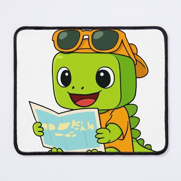 Item preview, Cute Cartoon Dinosaur Tourist Reading a Map with Travel Hat and Sunglasses designed and sold by merona-design.
