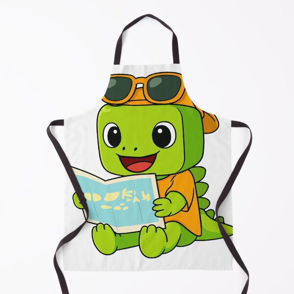 Item preview, Cute Cartoon Dinosaur Tourist Reading a Map with Travel Hat and Sunglasses designed and sold by merona-design.
