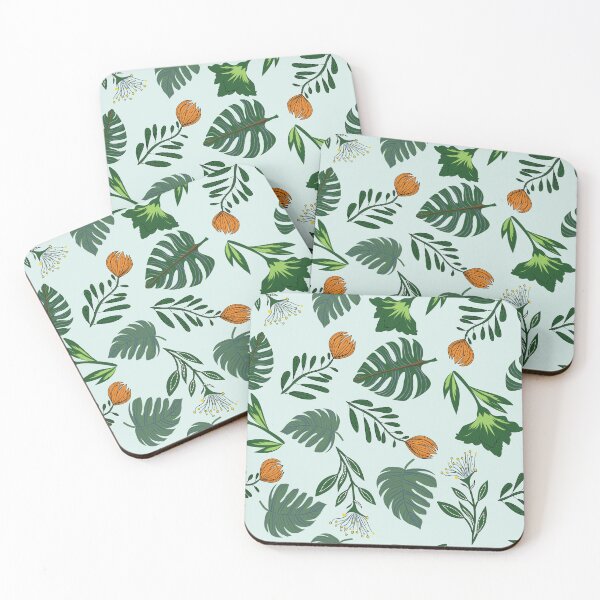 Item preview, Tropical Botanical Seamless Pattern with Monstera Leaves and Orange Flowers designed and sold by ChaReePat.