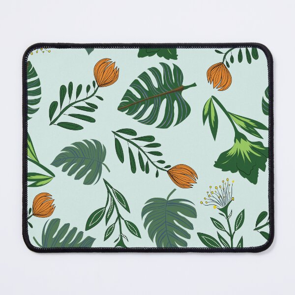 Item preview, Tropical Botanical Seamless Pattern with Monstera Leaves and Orange Flowers designed and sold by ChaReePat.