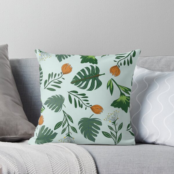 Item preview, Tropical Botanical Seamless Pattern with Monstera Leaves and Orange Flowers designed and sold by ChaReePat.