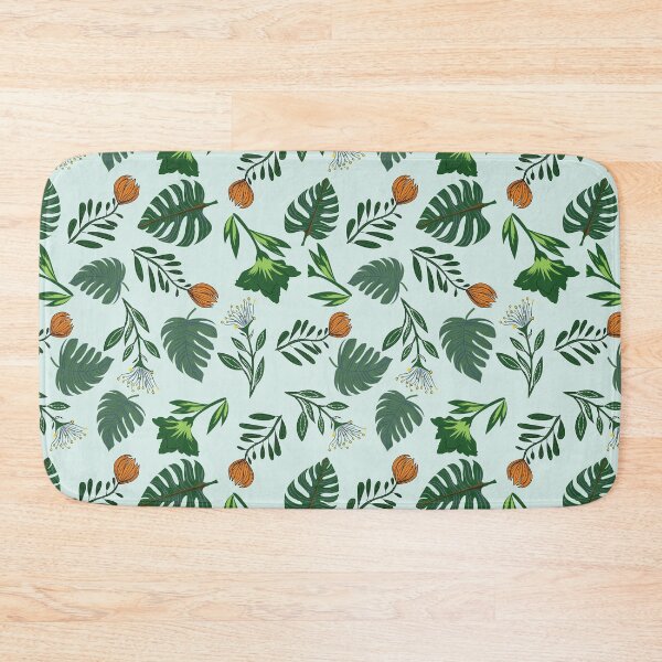 Item preview, Tropical Botanical Seamless Pattern with Monstera Leaves and Orange Flowers designed and sold by ChaReePat.