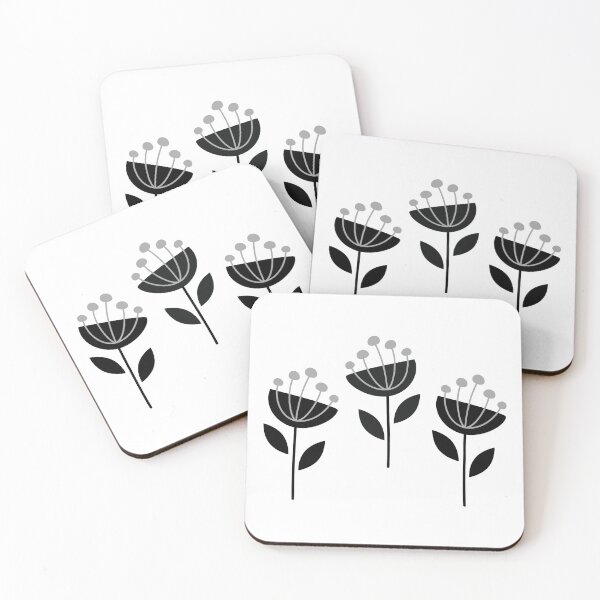 Item preview, Retro MCM Flowers Black designed and sold by Pinkdeer Designs.