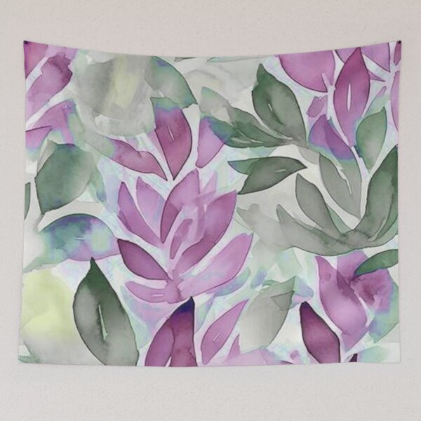 Item preview, Watercolors Floral Pattern in Green and Purple  designed and sold by ZedColors.