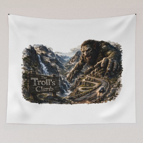 Item preview, The Troll's Climb - Trollstigen Norway Horror Landmark Poster Art designed and sold by HorrorWorldWeb.