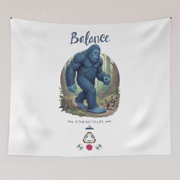 Item preview, Blue Bigfoot's Best Friend: Sasquatch Walking a Tiny Dog designed and sold by Whimsy Trail Co.