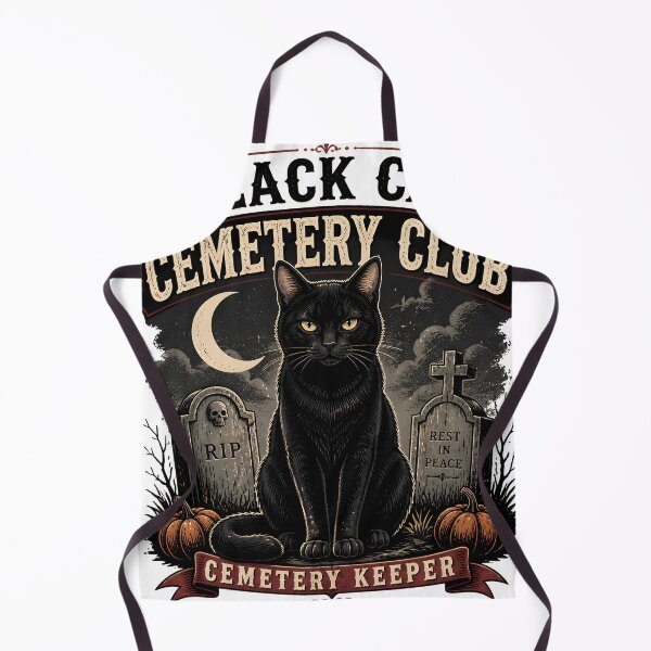 Item preview, BLACK CAT CEMETERY CLUB Cemetery Keeper Halloween Vintage Screen Print designed and sold by BernoNickel.