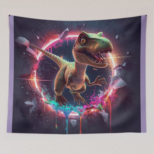 Item preview, Dinosaur T-Rex Neon Splash Art – Colorful Jurassic Dinosaur Comforter & Shower Curtain Design. designed and sold by fbtrisha.
