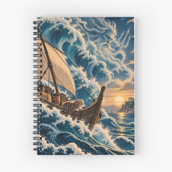 Item preview, Poseidon’s Wrath – The Odyssey Greek Mythology Cat Japanese Woodblock Art designed and sold by NoodlesTheCat.