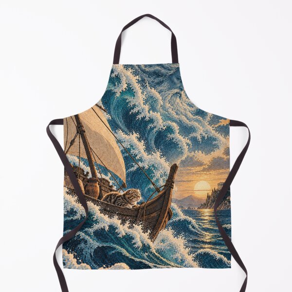 Item preview, Poseidon’s Wrath – The Odyssey Greek Mythology Cat Japanese Woodblock Art designed and sold by NoodlesTheCat.