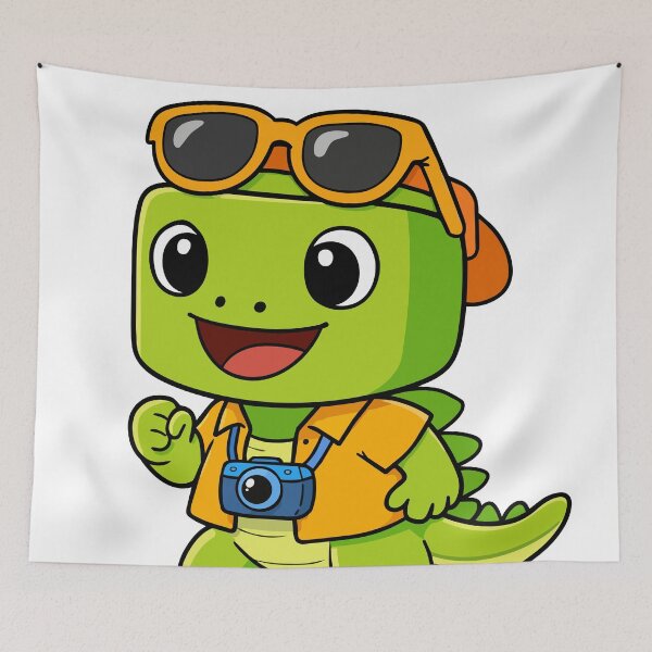 Item preview, Cute Cartoon Dinosaur Tourist with Camera Exploring on Summer Vacation	 designed and sold by merona-design.