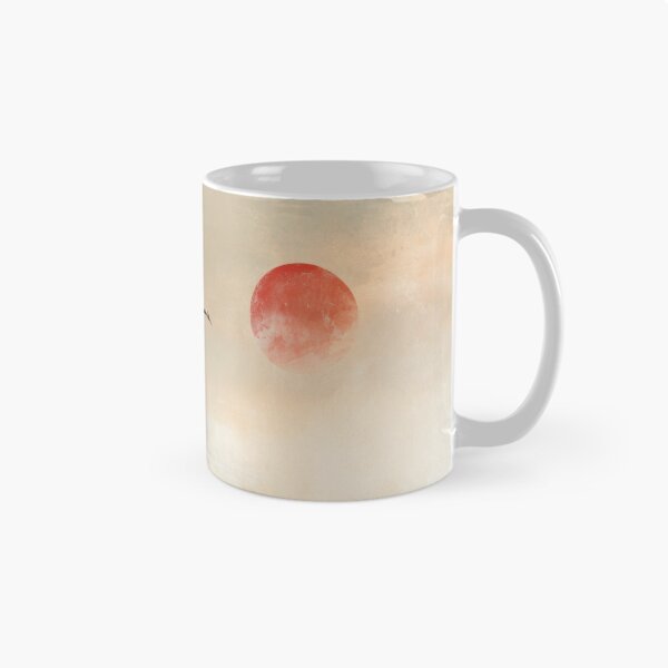 Item preview, Crane Red Sun Mountain, Beige Gray Watercolor Japandi Landscape designed and sold by Studio Harmonia.