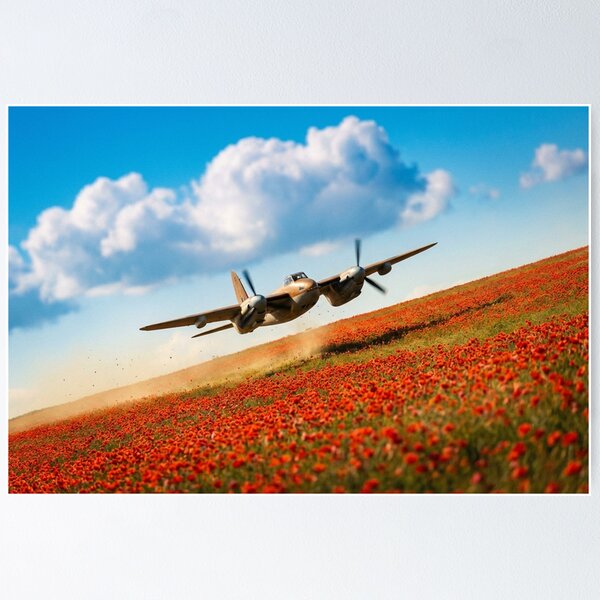 Item preview, Mosquito Low Level Poppy Field Illustration designed and sold by Airpower Art.