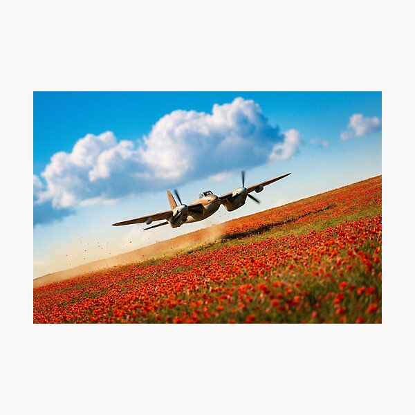 Item preview, Mosquito Low Level Poppy Field Illustration designed and sold by Airpower Art.