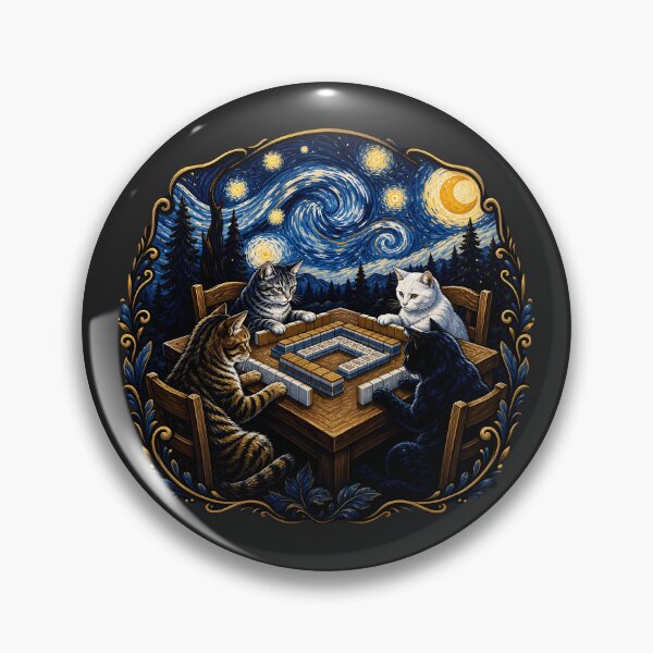 Item preview, Starry Night Cats Playing Mahjong designed and sold by legendaryskins.