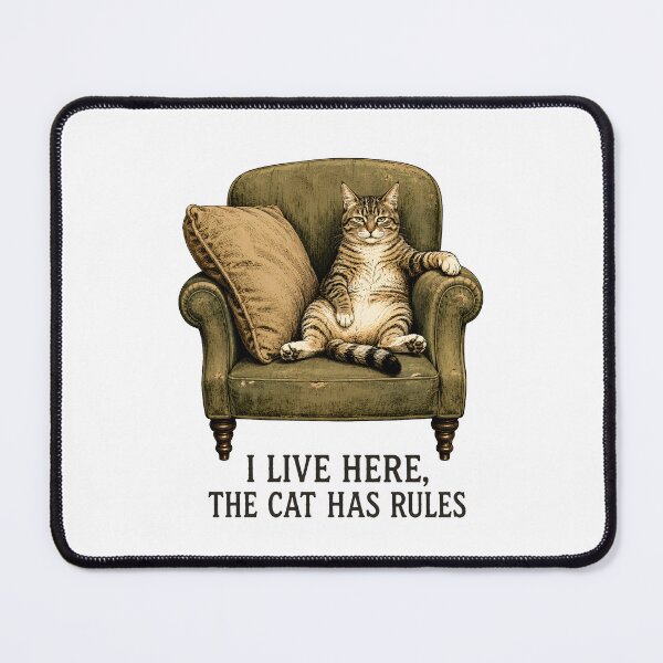 Item preview, Cat Rules the House Armchair Humor Illustration designed and sold by Artmares.