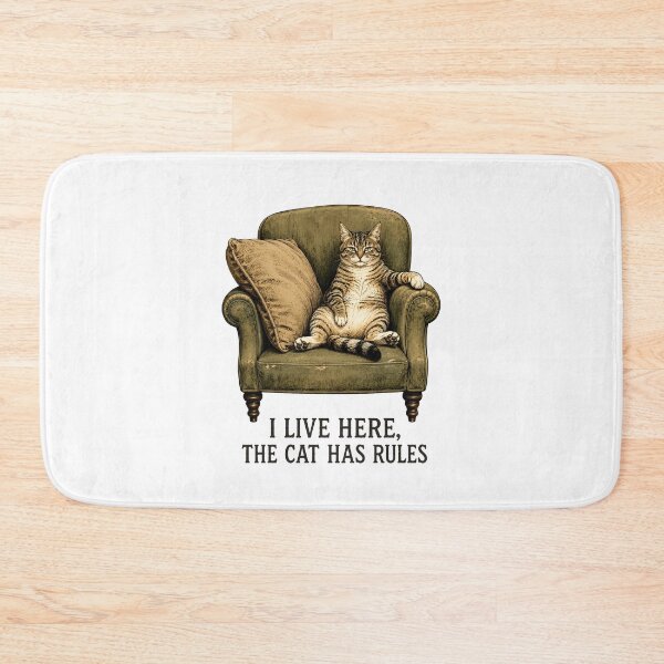 Item preview, Cat Rules the House Armchair Humor Illustration designed and sold by Artmares.