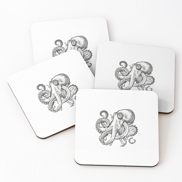 Item preview, Vintage Kraken Octopus Ships Wheel Ink Illustration designed and sold by ByKayaPrints.
