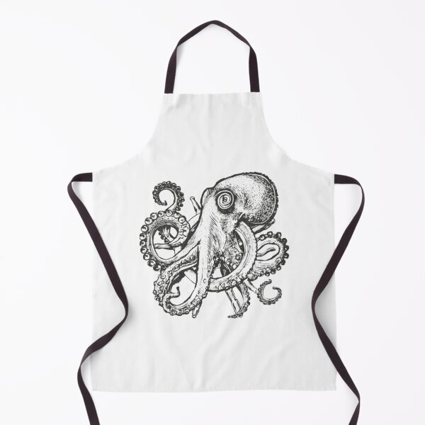 Item preview, Vintage Kraken Octopus Ships Wheel Ink Illustration designed and sold by ByKayaPrints.