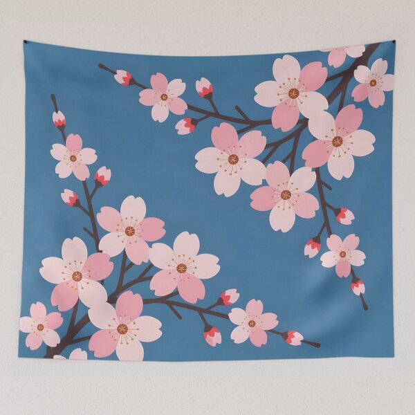 Item preview, Cherry Blossoms on Blue Background designed and sold by DesignedOutside.