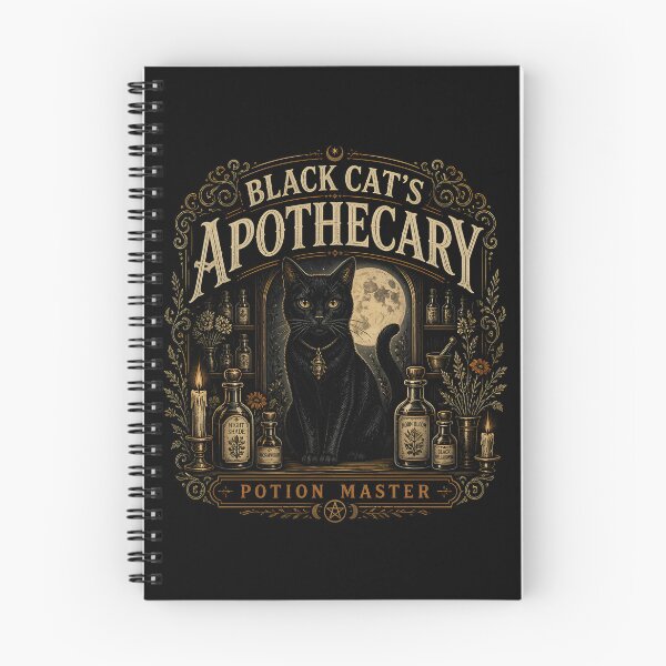 Item preview, Black Cat's Apothecary Potion Master Halloween Gothic Botanical Engraving designed and sold by RoyesButler.