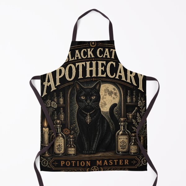 Item preview, Black Cat's Apothecary Potion Master Halloween Gothic Botanical Engraving designed and sold by RoyesButler.