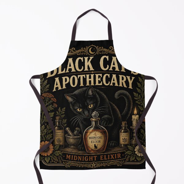Item preview, Black Cat's Apothecary Midnight Elixir Halloween Vintage Apothecary Label designed and sold by RoyesButler.