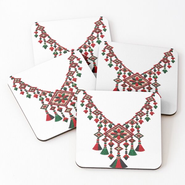 Item preview, Palestinian Tatreez Necklace Pattern | Traditional Embroidery Heritage Art designed and sold by BrainCurves.