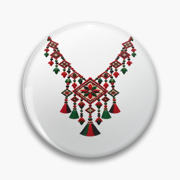 Item preview, Palestinian Tatreez Necklace Pattern | Traditional Embroidery Heritage Art designed and sold by BrainCurves.