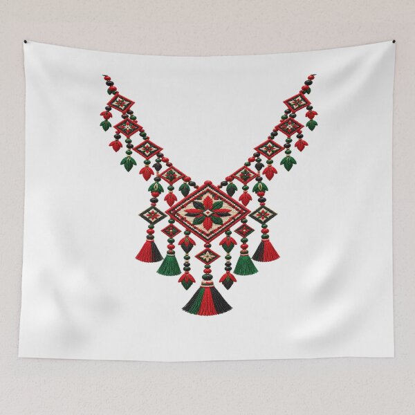 Item preview, Palestinian Tatreez Necklace Pattern | Traditional Embroidery Heritage Art designed and sold by BrainCurves.