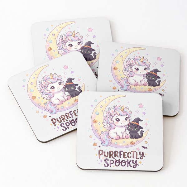 Item preview, Cute Unicorn and Black Cat Kawaii Halloween designed and sold by naragon4289.