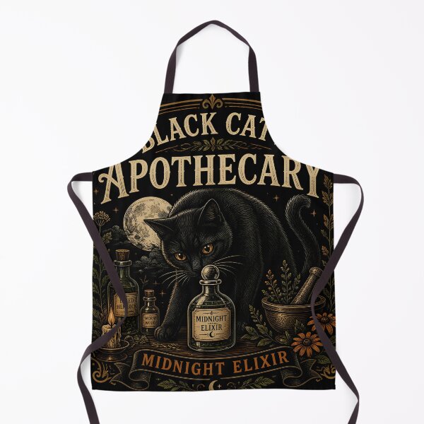 Item preview, Black Cat's Apothecary Midnight Elixir Halloween Gothic Botanical Engraving designed and sold by RoyesButler.
