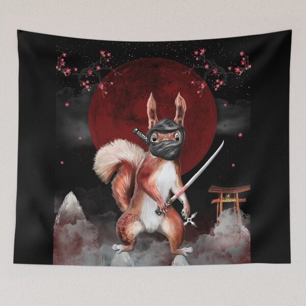 Item preview, Japanese Ninja Squirrel - Gift for Animal and Japanese Aesthetic Lovers designed and sold by InkyGenies.