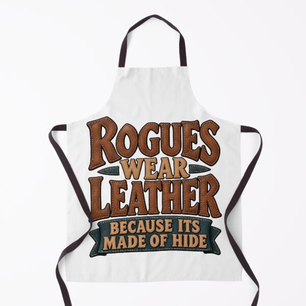Item preview, Rogues Wear Leather Because It's Made of Hide Funny Fantasy RPG Pun designed and sold by TeeTimeTreasure.