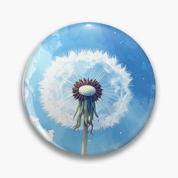 Item preview, Bright dandelion under a blue sky with clouds and floating seeds in the air designed and sold by CreativeLarysa.