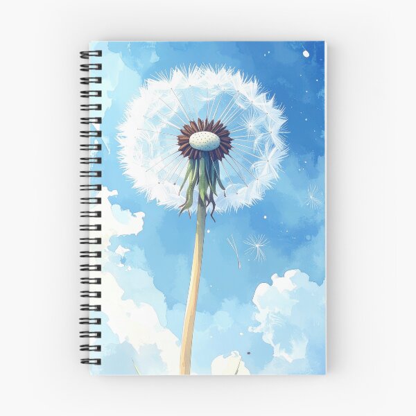 Item preview, Bright dandelion under a blue sky with clouds and floating seeds in the air designed and sold by CreativeLarysa.