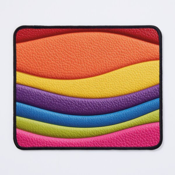Item preview, Vibrant Rainbow Pebbled Texture Leather Inspired Abstract Waves in Red Orange Yellow Purple Blue Green and Pink for Colorful Modern Decor designed and sold by SurfaceCraft Studio.