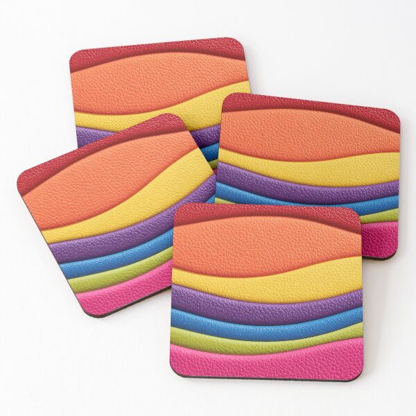 Item preview, Vibrant Rainbow Pebbled Texture Leather Inspired Abstract Waves in Red Orange Yellow Purple Blue Green and Pink for Colorful Modern Decor designed and sold by SurfaceCraft Studio.