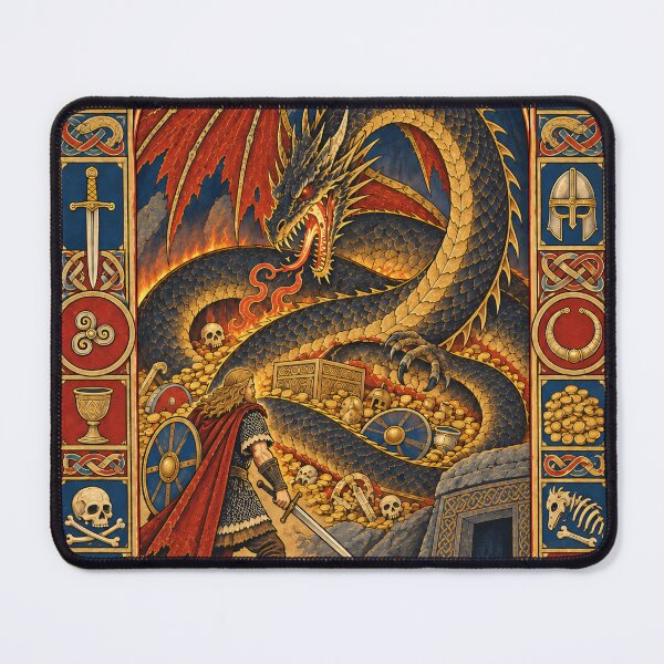 Item preview, The Dragon - Beowulf Anglo-Saxon Inspired Illuminated Manuscript Art designed and sold by Moviebuff91.