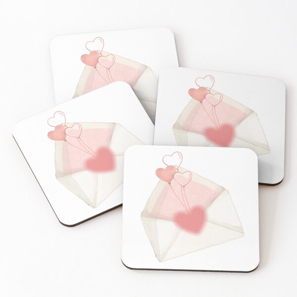 Item preview, Watercolor Valentine Love Letter Envelope Vector Graphic with Floating Heart Balloons and Pink Note designed and sold by Rehnair.