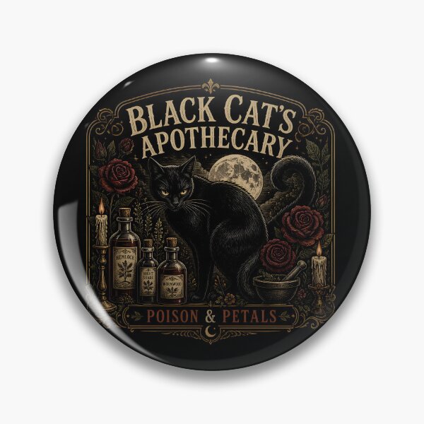 Item preview, Black Cat's Apothecary Poison & Petals Halloween Gothic Botanical Engraving designed and sold by RoyesButler.