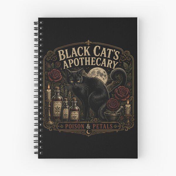 Item preview, Black Cat's Apothecary Poison & Petals Halloween Gothic Botanical Engraving designed and sold by RoyesButler.